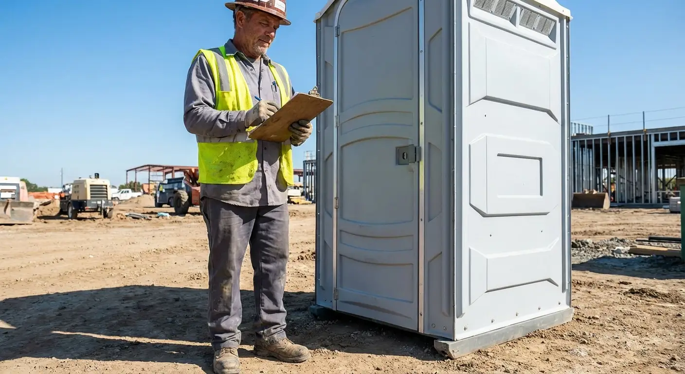 Portable toilet delivery truck ready for service in Little Rock, AR