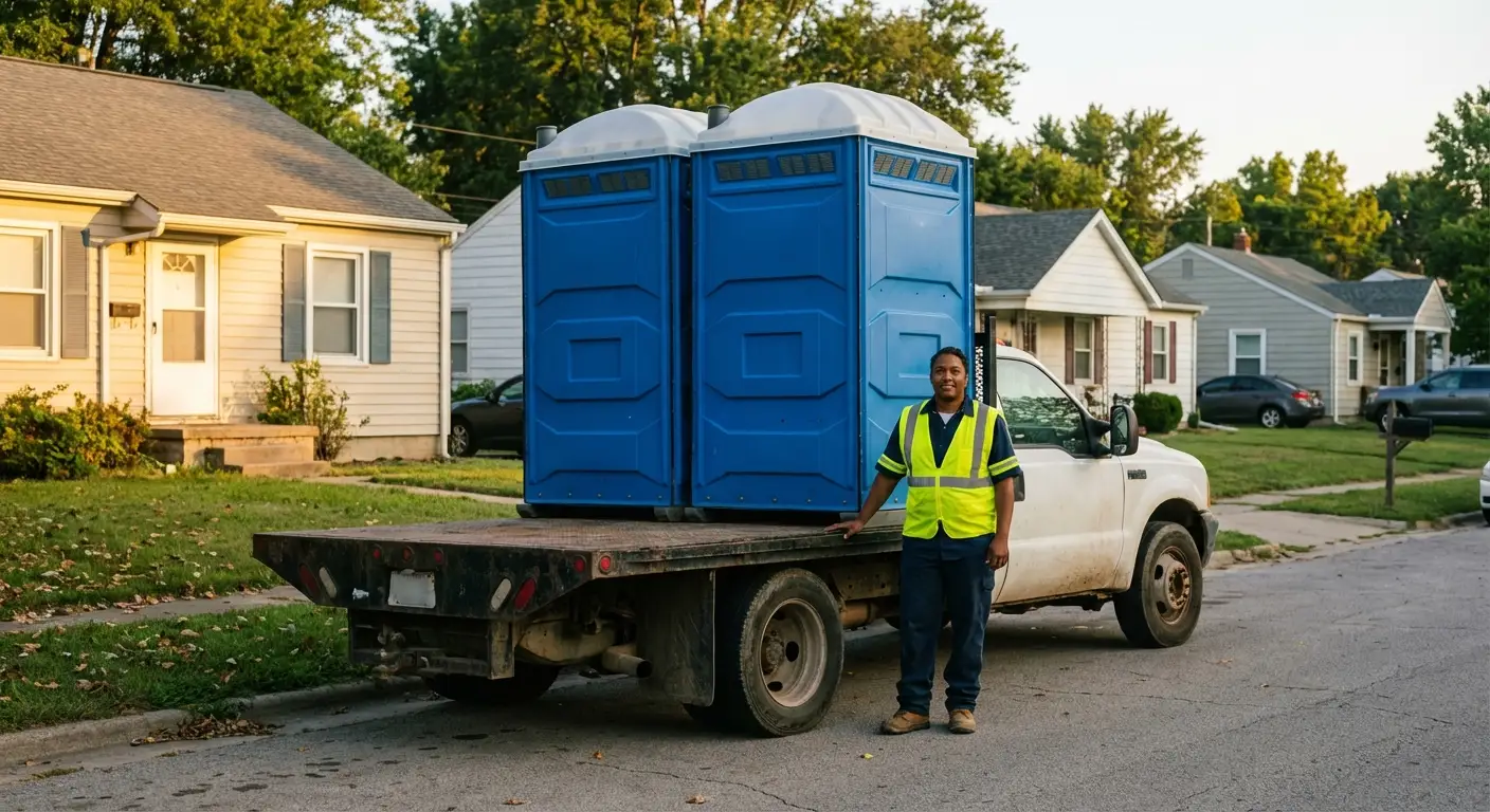 Rock City Portables founder with original service truck in Little Rock, AR