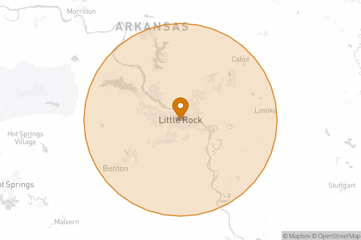 service area service area map in Little Rock, AR